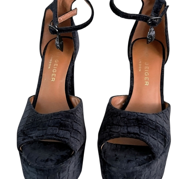 Kurt Geiger Black Velvet Platform Heels - Picture 2 of 3